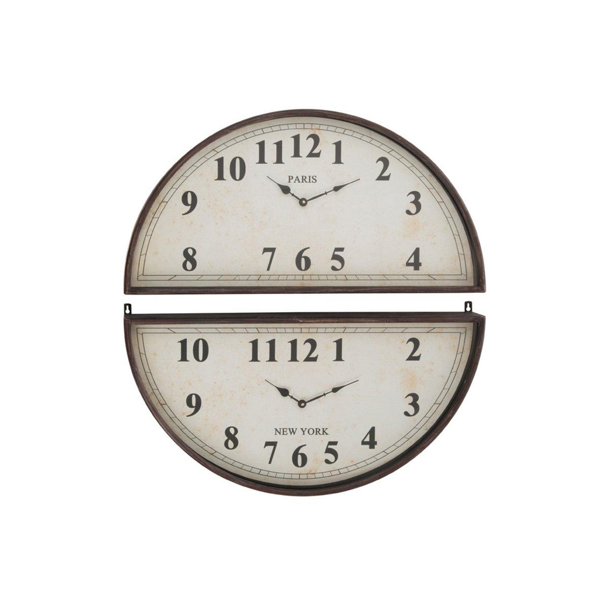J-Line 2-teilige Paris New York Uhr – Metall – braun – Ø 74 cm