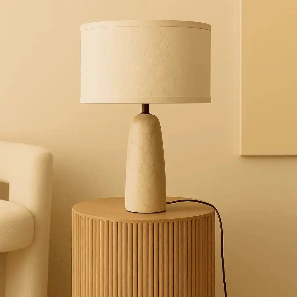 Charlotte Marmorlampe mit Baumwollschirm – Elegante Beleuchtung für Ihr Zuhause