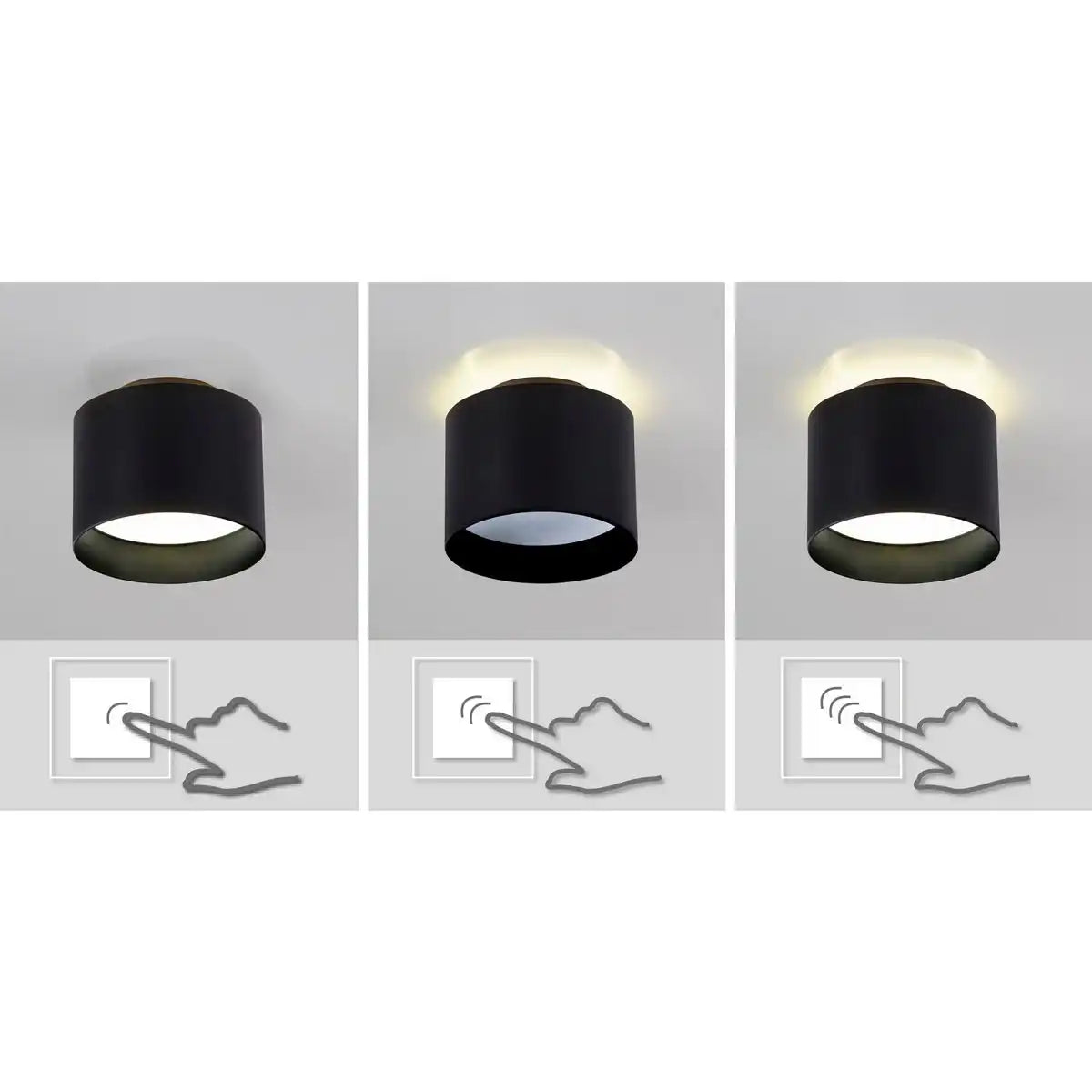 LED Spot "TRIOS" Ø 10 cm schwarz, aus Metall und Kunststoff mit integrierten LEDs