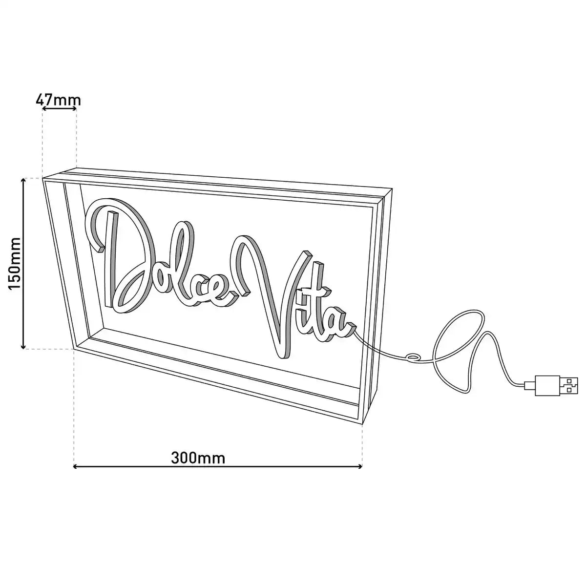 LED Schriftleuchte "Dolce Vita" Deko für Innen 30 x 15 cm, in blau und magenta-rot