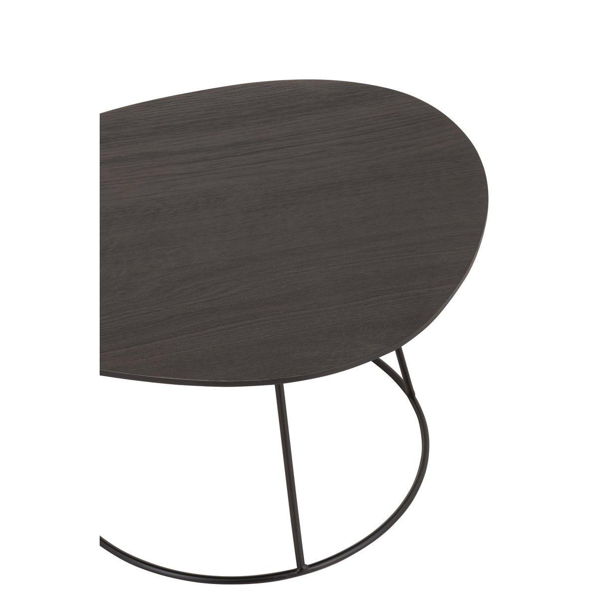 J-Line Beistelltisch Oval Holz/Metall Dunkelbraun S