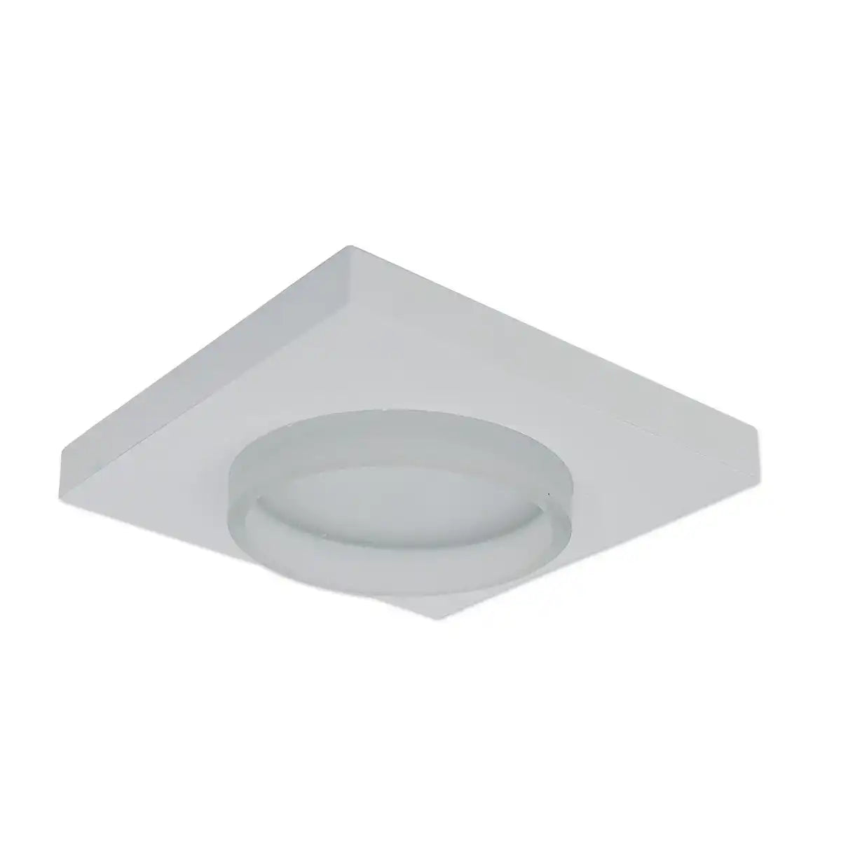 Einbauspot "Miro" 8,5 x 8,5 cm, 6,5 cm tief, weißes Metall, mattes Acryl, 6 Watt, warmweiß