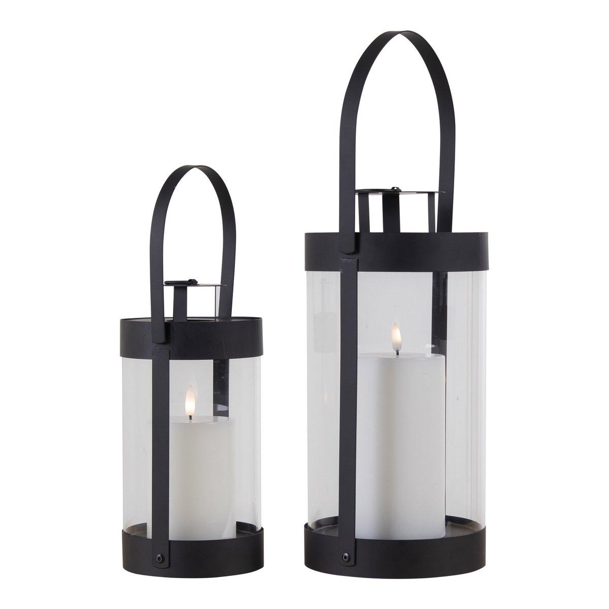 Bondi-Laternen – Schwarz, Stahl/Glas – 2er-Set