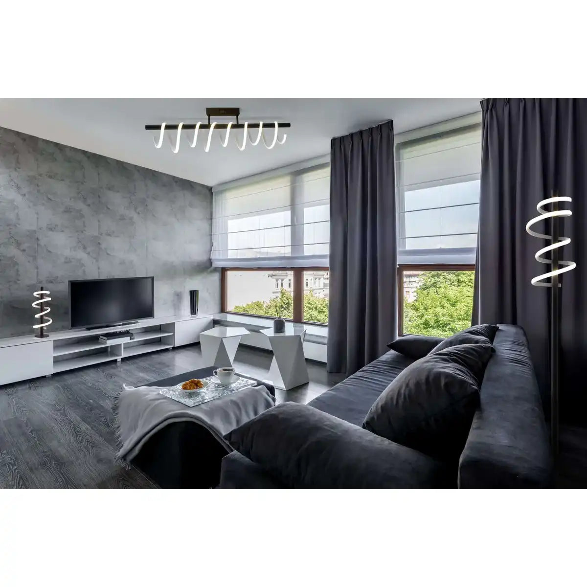 LED Tischleuchte "BELLEZA", moderne Tischlampe aus Metall und Kunststoff in Schwarz, und Weiß, mit fest verbauten LEDs, 50 cm hoch, Beleuchtung für Wohnzimmer, Esszimmer, Schlafzimmer oder Büro.