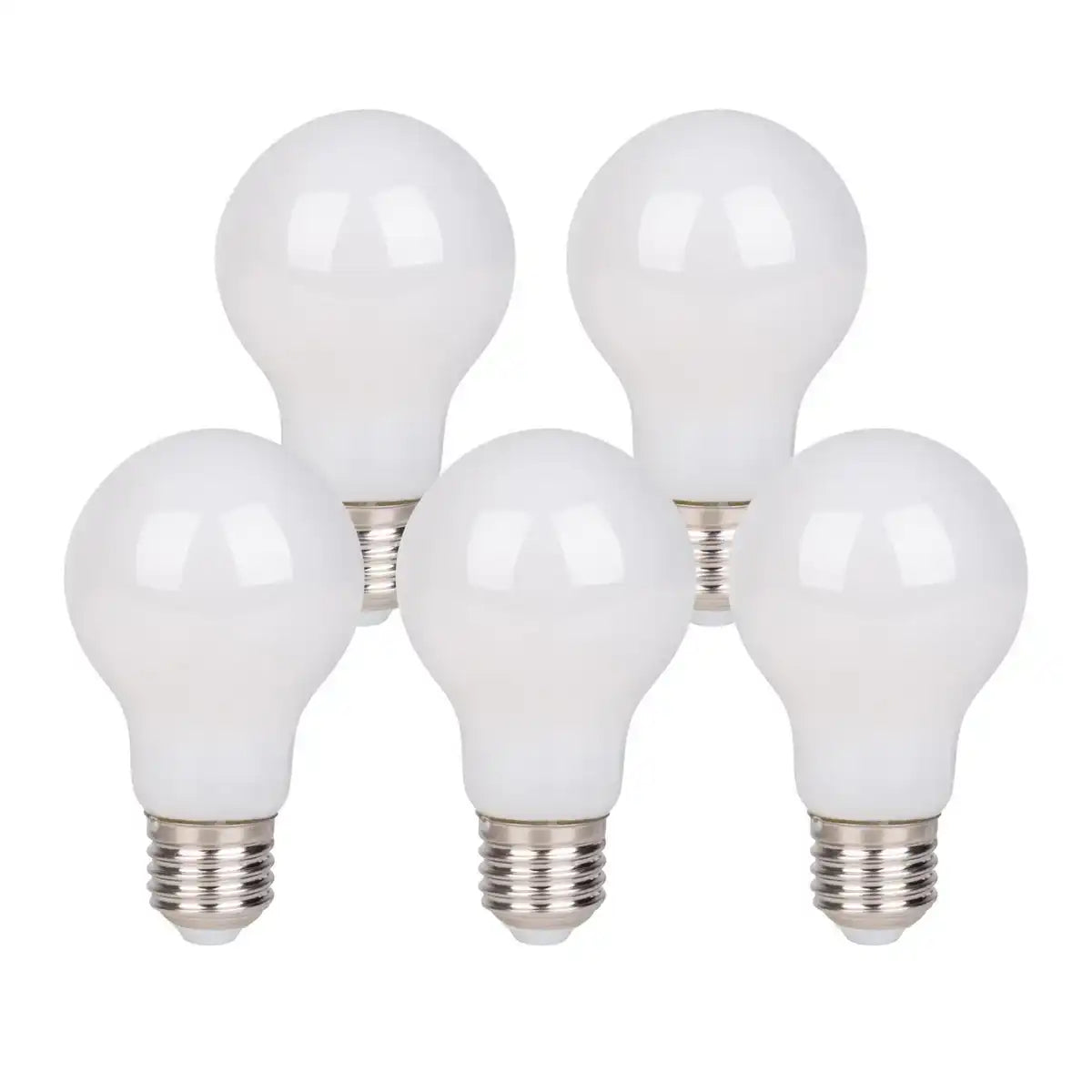 5er-Set LED Leuchtmittel mit E14-Fassung, Birnenform 8 Watt, aus Metall und Glas, milchig