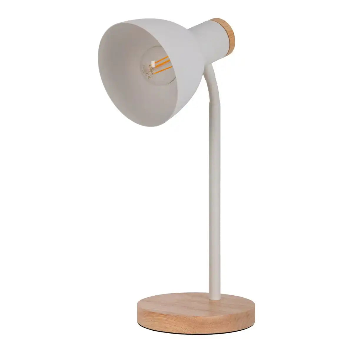 Schreibtischleuchte "MARIE" aus Metall und Holz, E14, Weiß, 36,5 cm hoch