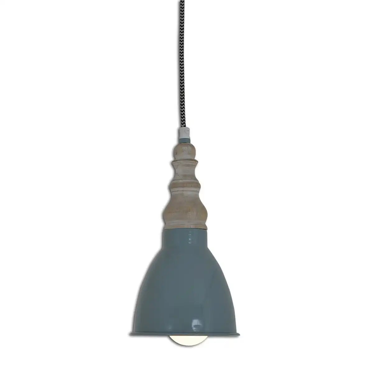 Metall-Pendelleuchte "DELHI" Retro Classic aus Metall und Naturmaterialien in Grau-grün, E27
