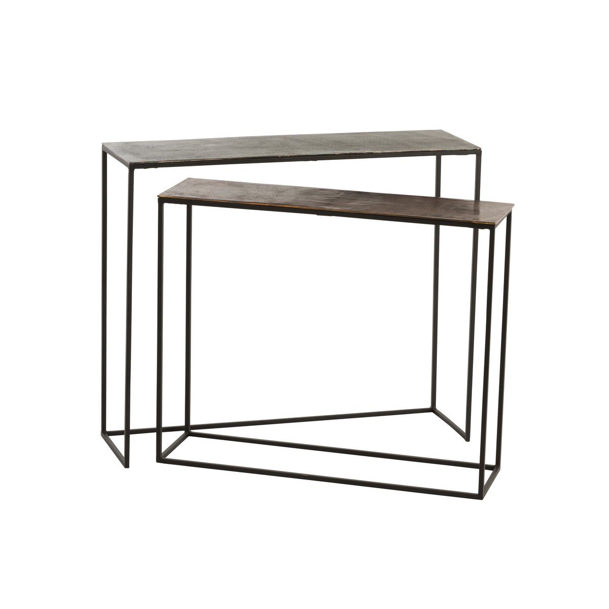 J-Line Set mit 2 Konsolen, rechteckig, Aluminium, Schwarz/Mix