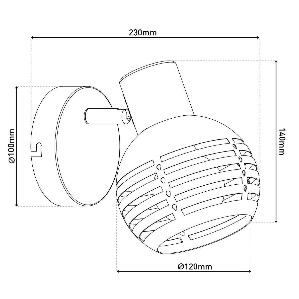 1er Wand- und Deckenleuchte, Spot "CASCO" aus Metall in Schwarz, und Gold, mit E27-Fassung, 23 x 12 x 14 cm. Stilvolle Beleuchtung für Wohnzimmer, Esszimmer oder Küche.