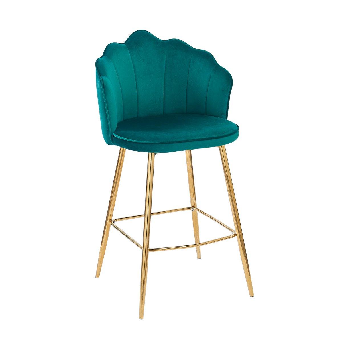 Barhocker Muscheldesign 2er Set aus Samt Grün