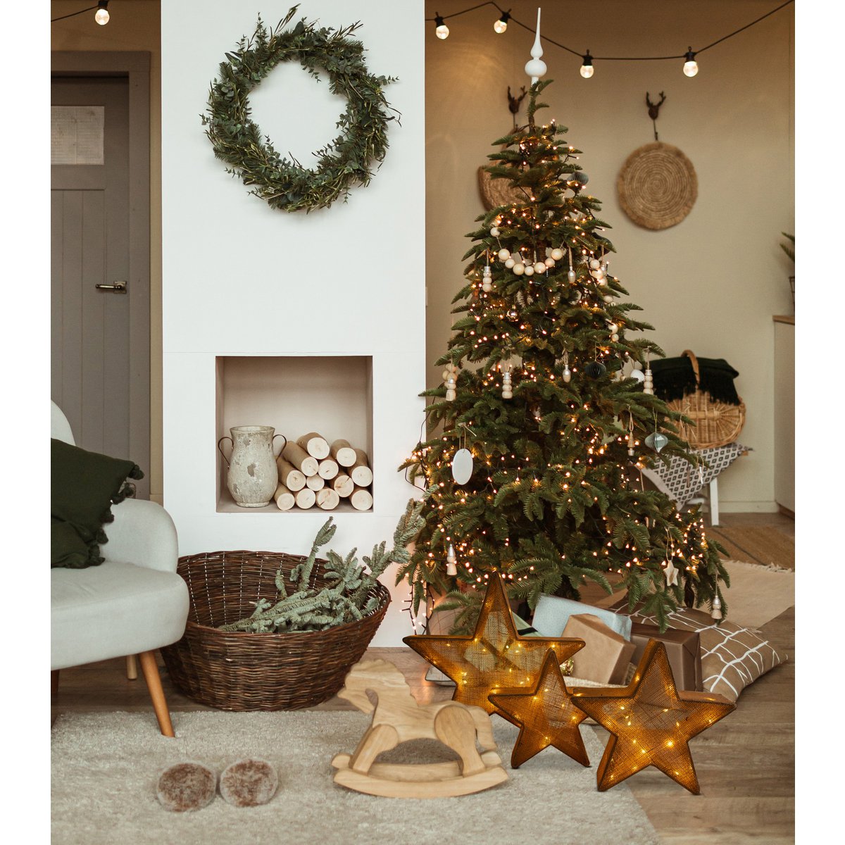 3er-Set LED-Deko-Weihnachtssterne braun