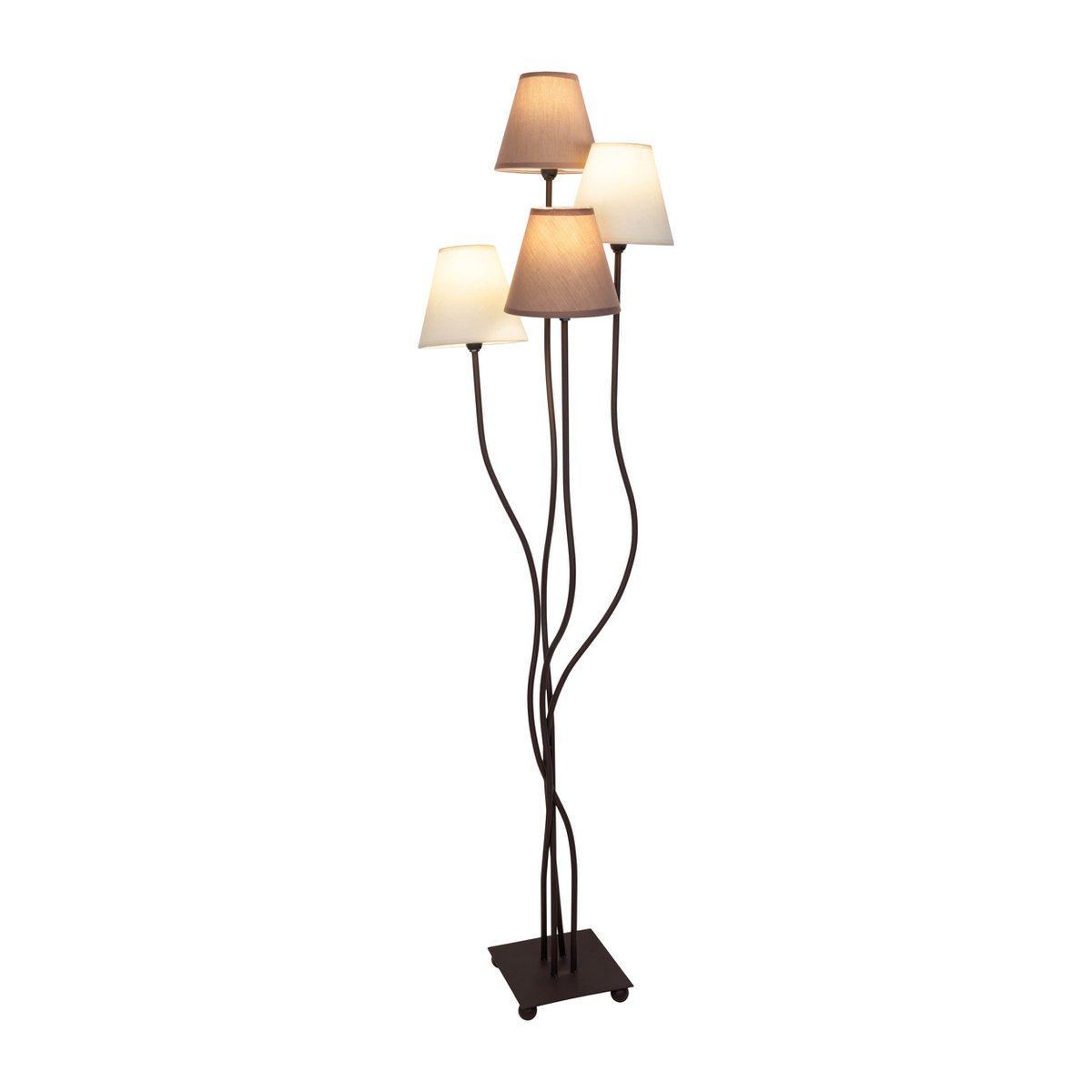 Textilstehleuchte 4-flammig "BOHO", Stehlampe in Beige/Braun, mit E14-Fassung, für Esszimmer, Wohnzimmer, Diele oder Büro, 138 cm hoch