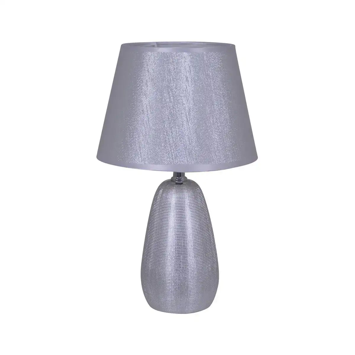 Keramik Tischleuchte h: 37cm "SIMLY CERAMICS", Tischlampe aus Keramik, silber, mit E14-Fassung, für Esszimmer, Wohnzimmer, Diele oder Büro, 31 cm hoch