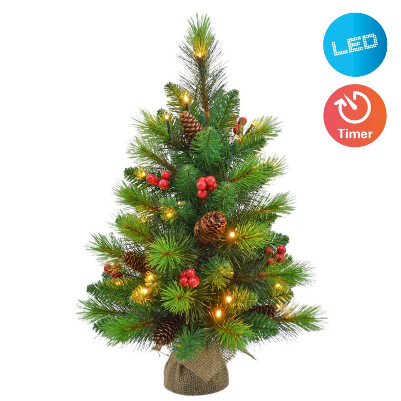 LED-Weihnachtsbaum mit Beeren und Tannenzapfen - h: 45cm