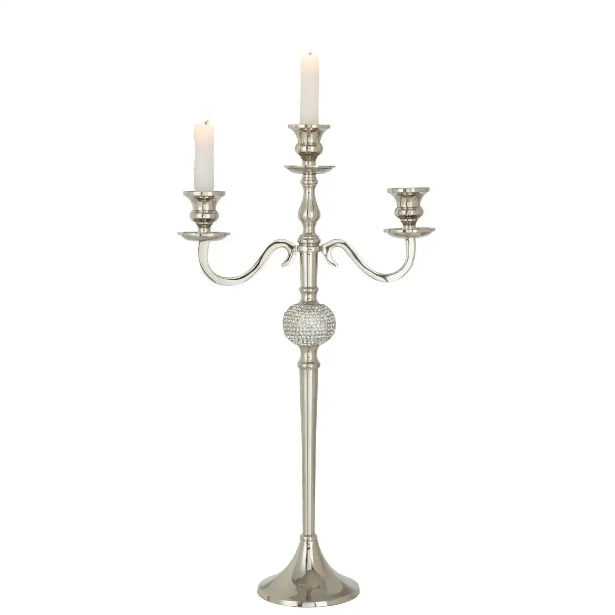 J-Line Kerzenhalter 3 Arme Diamond – Aluminium – Silber