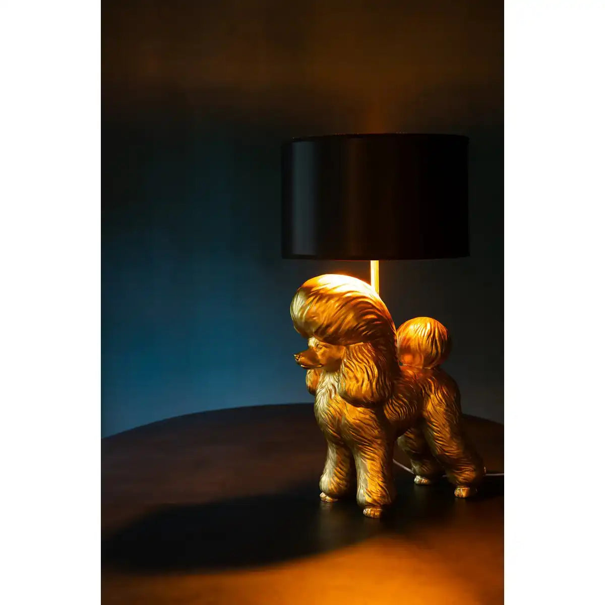 J-Line Lampe Hund Pudel Resine Gold
