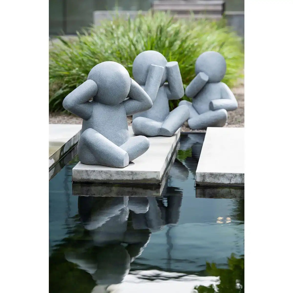 J-Line P'tit Maurice Hear/See/Speak No Evil Magnesium Grey Small 3er-Sortiment