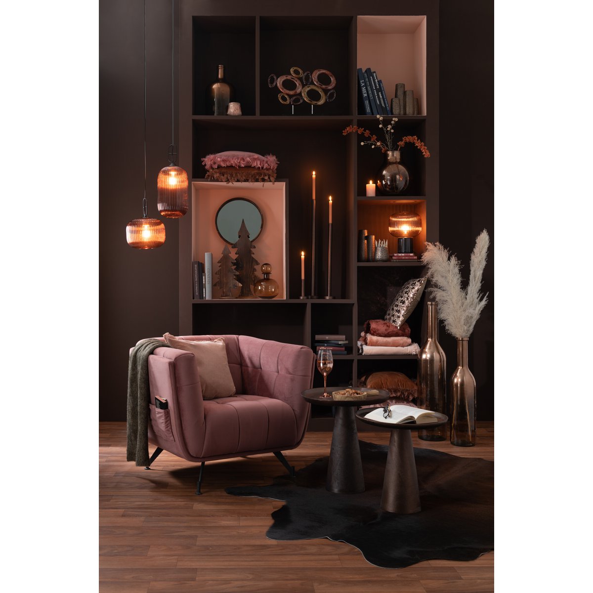 J-Line-Set von 3 Kerzensticks hohe moderne Metallmatte dunkelbraun