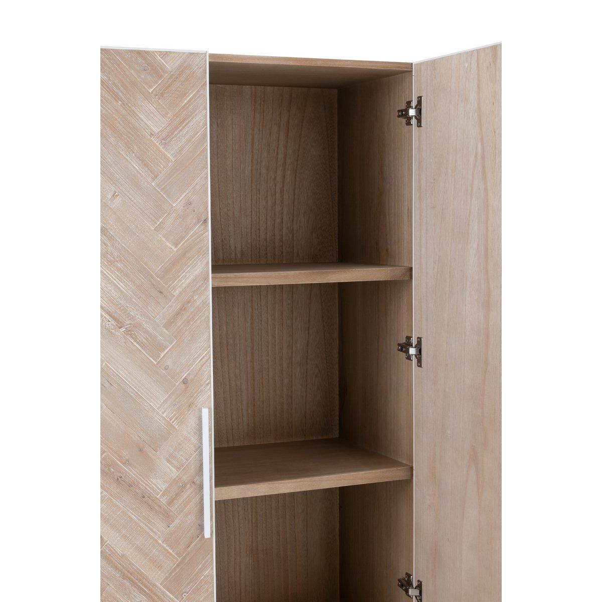 J-Line Schrank Hoch 2 Türen Zickzack – Holz/Metall – Natur/Weiß