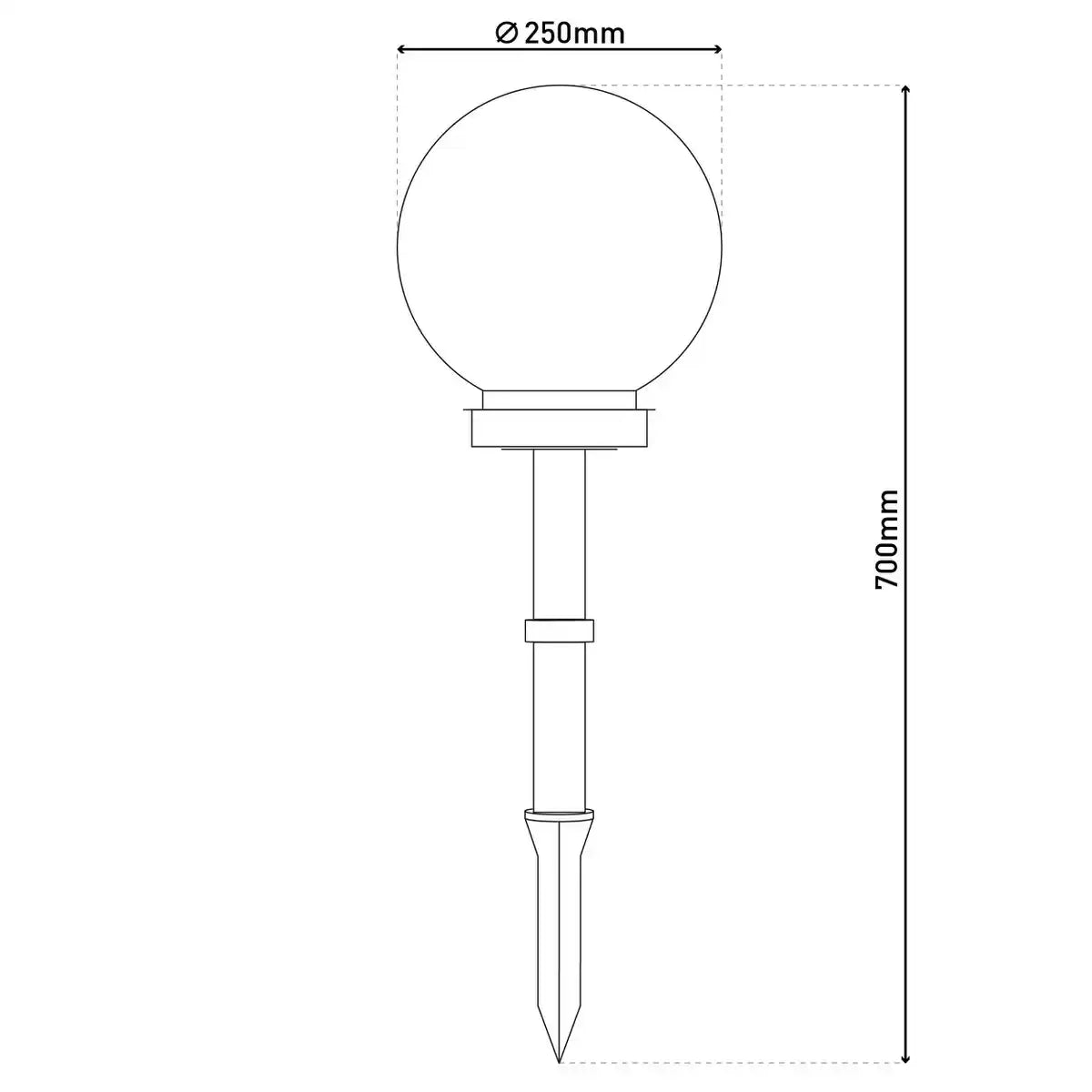 LED Außen Kugelerdspieß "BALL" D: 25 cm , Erdspieß aus Kunststoff , Weiß, mit integrierter LED