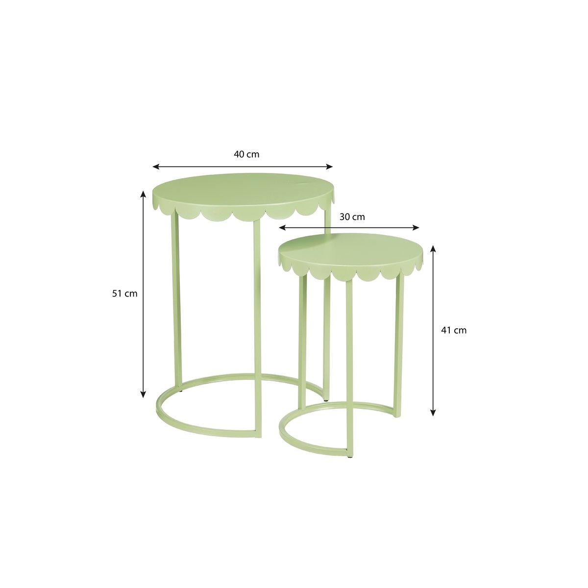 Lara Side Table - Set von 2 - H51 x Ø40 cm - Metall - MintGroen