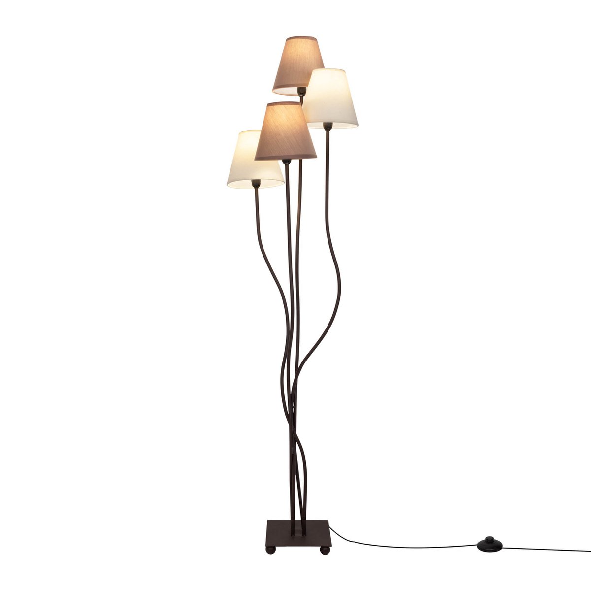 Textilstehleuchte 4-flammig "BOHO", Stehlampe in Beige/Braun, mit E14-Fassung, für Esszimmer, Wohnzimmer, Diele oder Büro, 138 cm hoch