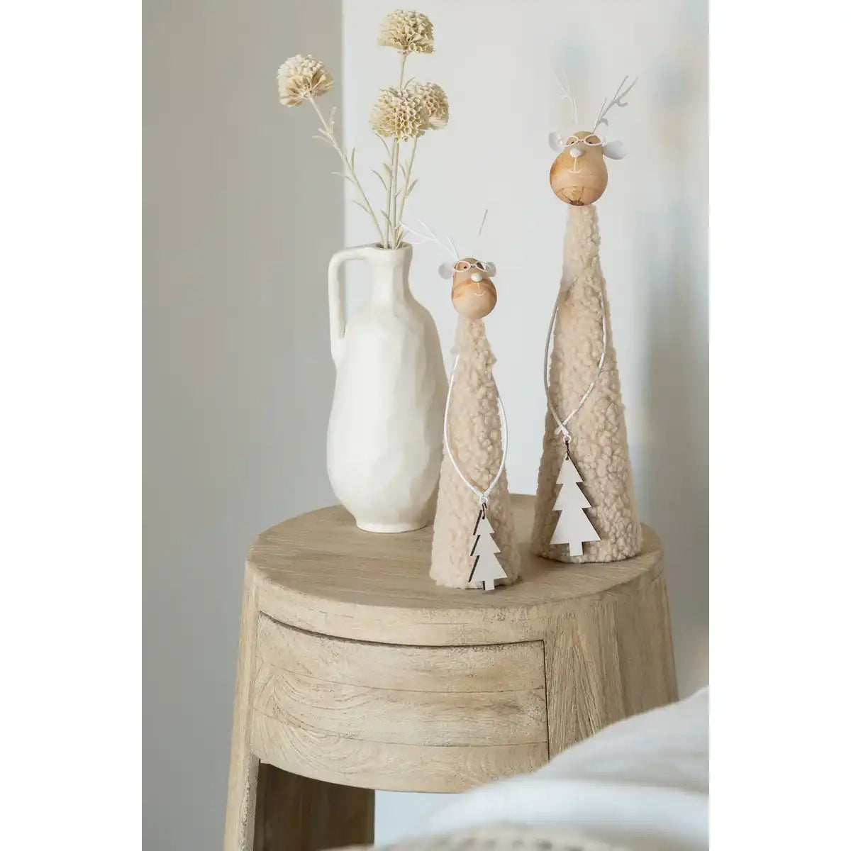 J -Line Figur Rentier -Deko Teddy - Metall/Holz - Beige/Naturel - groß