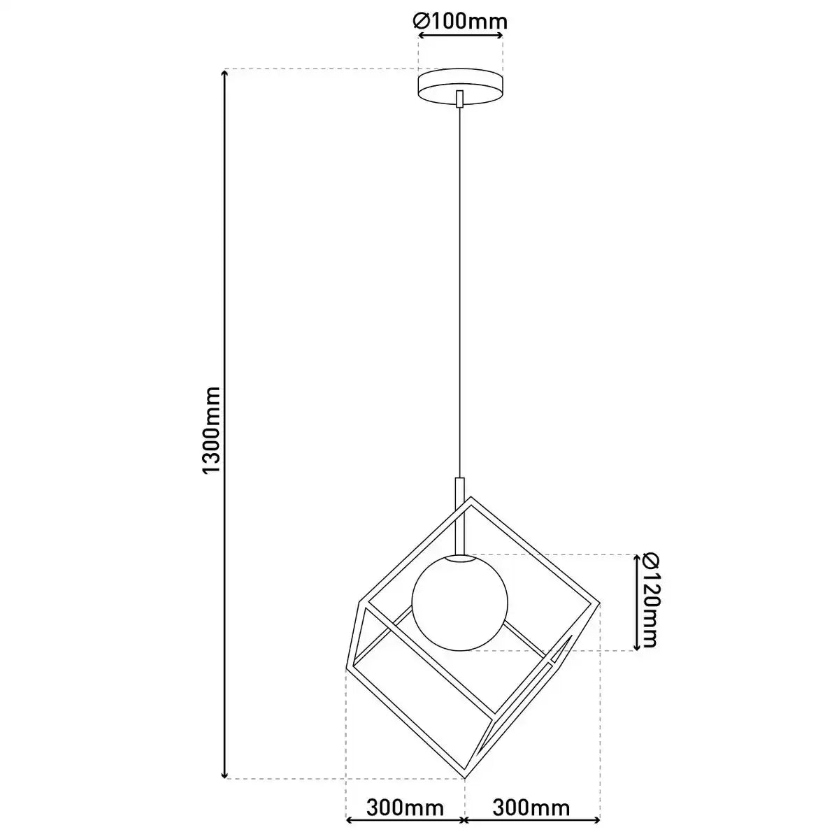 Pendelleuchte "CADRE", Pendellampe Retro aus Metall und Glas in Schwarz, und Weiß mit G9-Fassung, 30 cm Seitenlänge, für Wohnbereich und Büro.