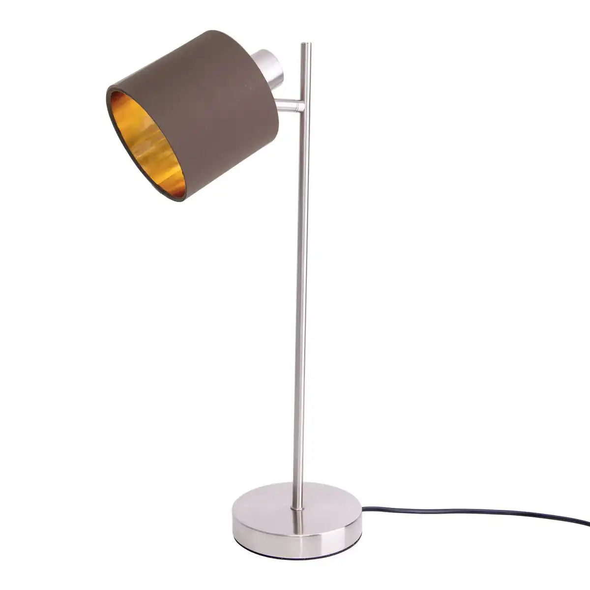 Tischleuchte "MARON" aus Metall satiniert-matt mit Stoffschirmen in Braun, mit E14-Fassung, Lampe für Wohnzimmer, Esszimmer, Flur und Büro, Tischlampe 51 cm hoch