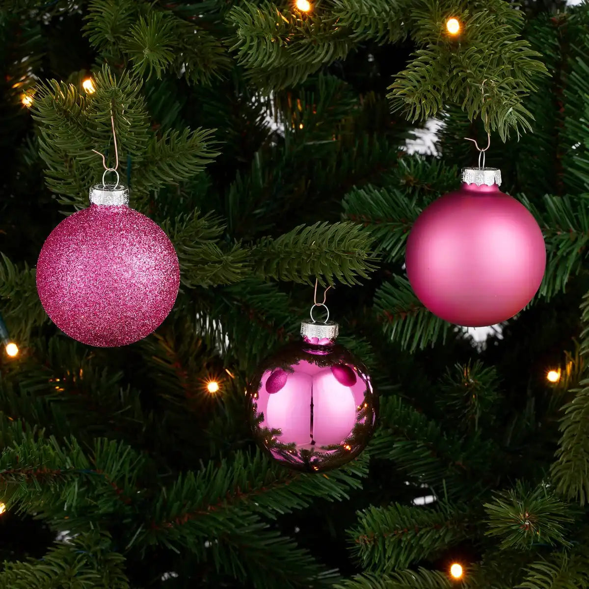 Weihnachtskugeln Set - 26 Stück - Ø7 cm - Glas - Fuchsia