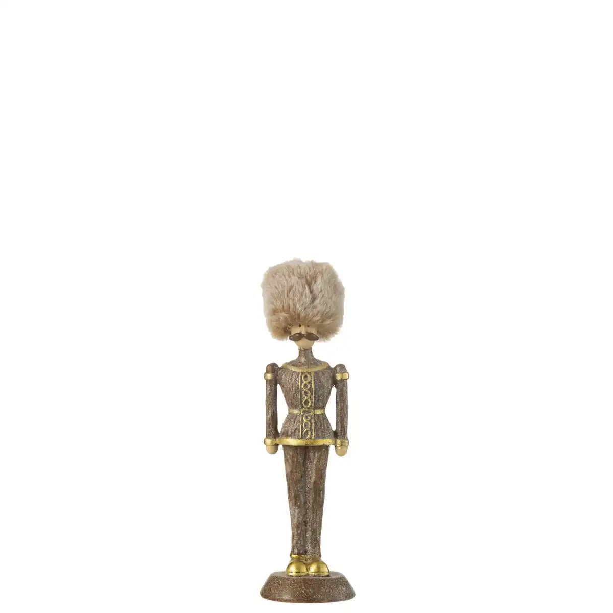 J-Line Nussknacker-Pelzmütze, glitzerndes Kunstharz, Braun, klein