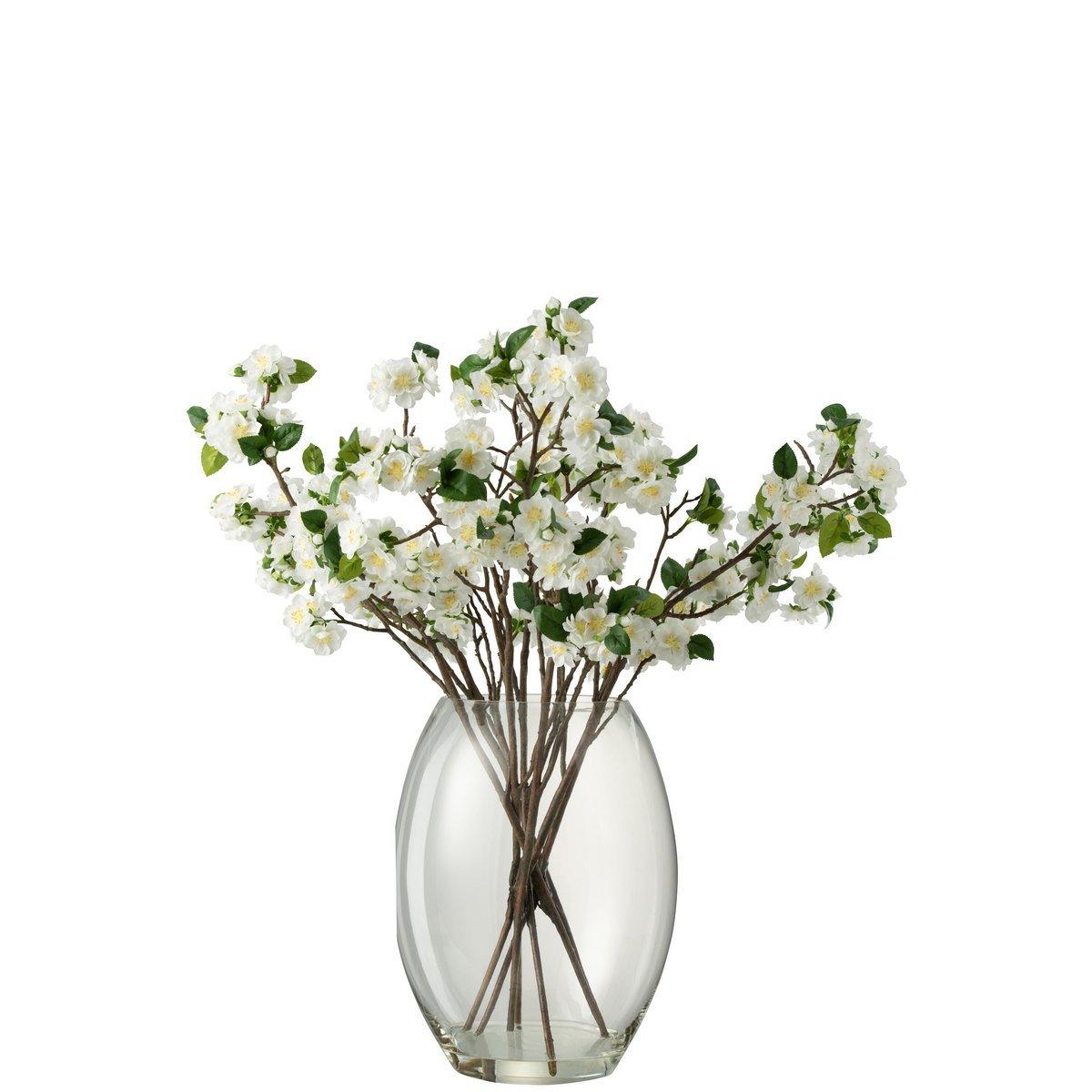 J-Line Blossom In Vase – Kunststoff – Glas – Weiß – extra groß