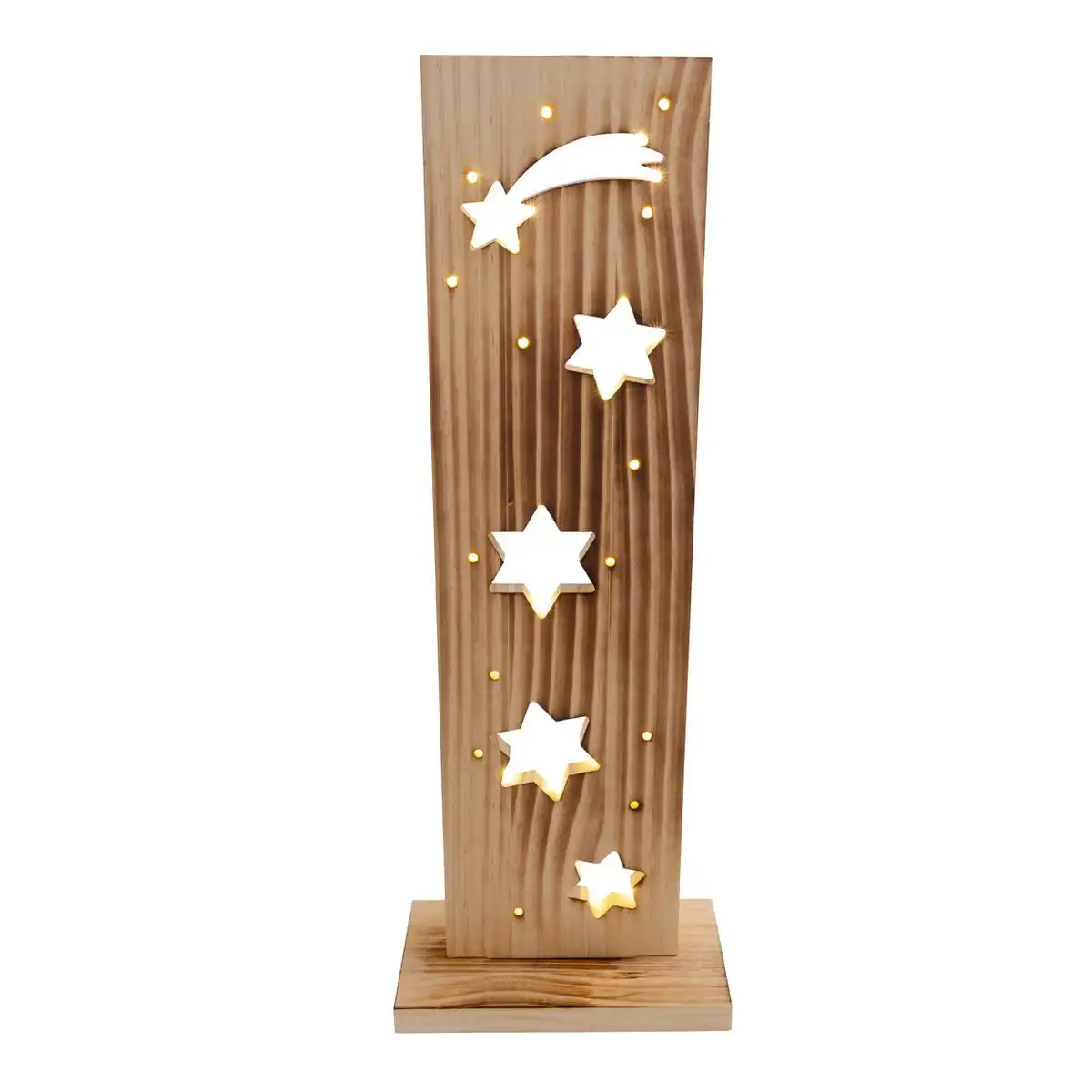 LED-Holz-Dekoleuchte "STERNE", aus naturbelassenem Holz mit festverbauten LEDs, Weihnachtsdekoration für Außen
