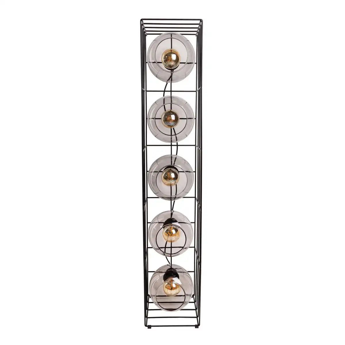 Glas-Stehleuchte "CESTA" Stehlampe aus schwarzem Metalldraht und getöntem Glas, mit E27-Fassung, 95 cm hoch, für Esszimmer, Wohnzimmer, Diele oder Büro,