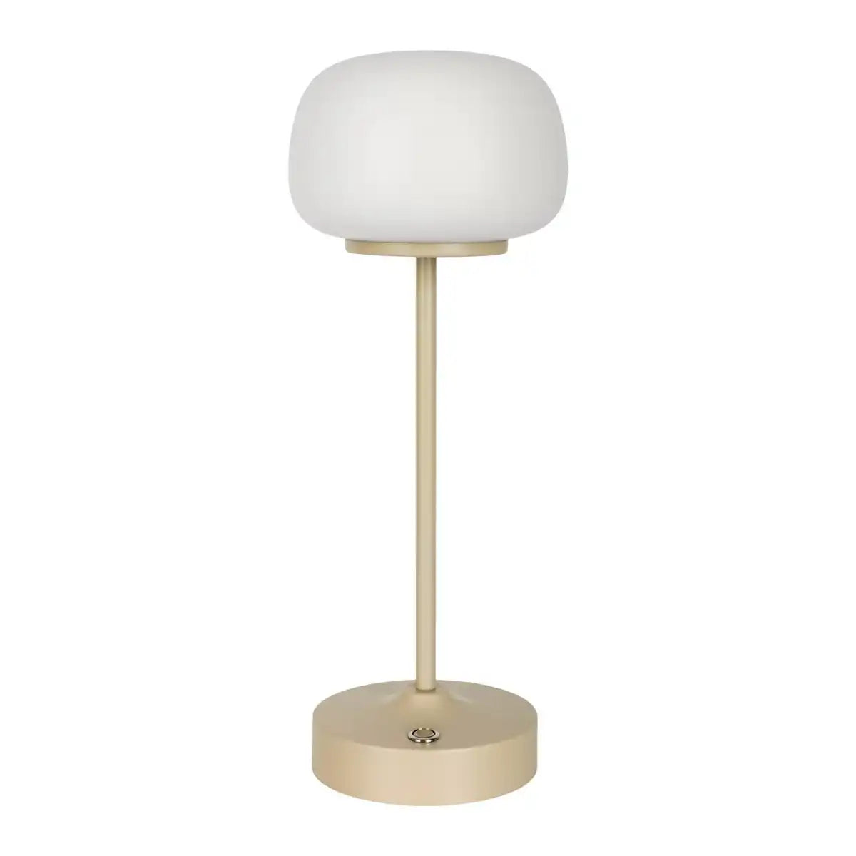 LED Akku-/ Tischleuchte "PINA" 30 cm hoch, aus Metall (beige) und Glas (weiß), integrierte LEDs, warmweiß
