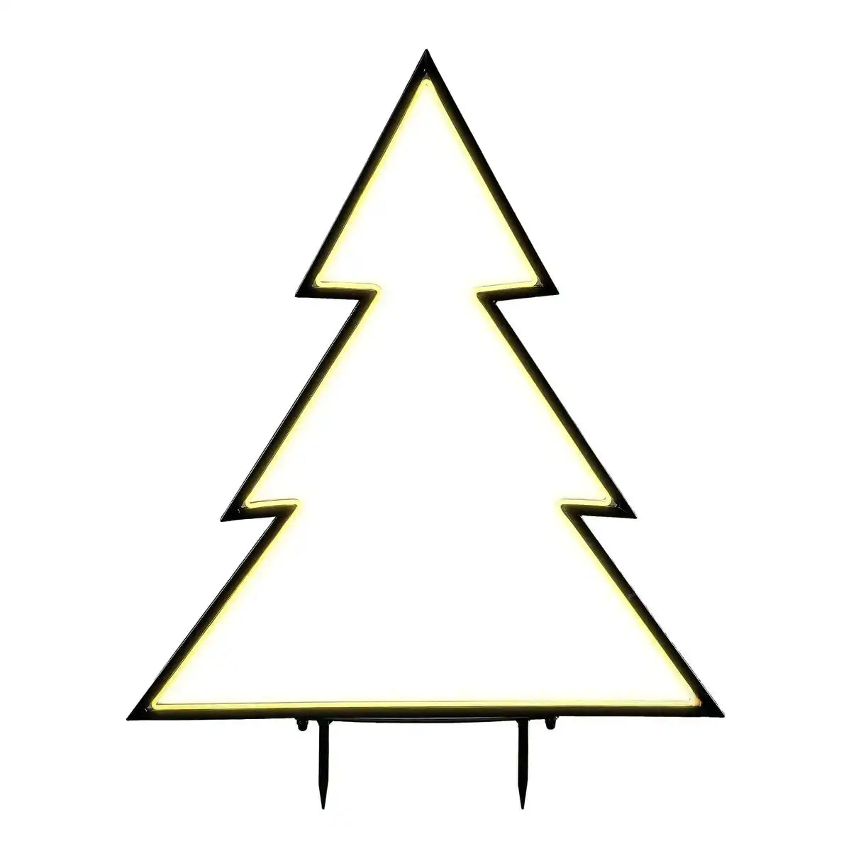 Weihnachtsbaum-Gartenstecker mit warmweißer LED-Beleuchtung – L90 x H100 cm – Metall – Schwarz
