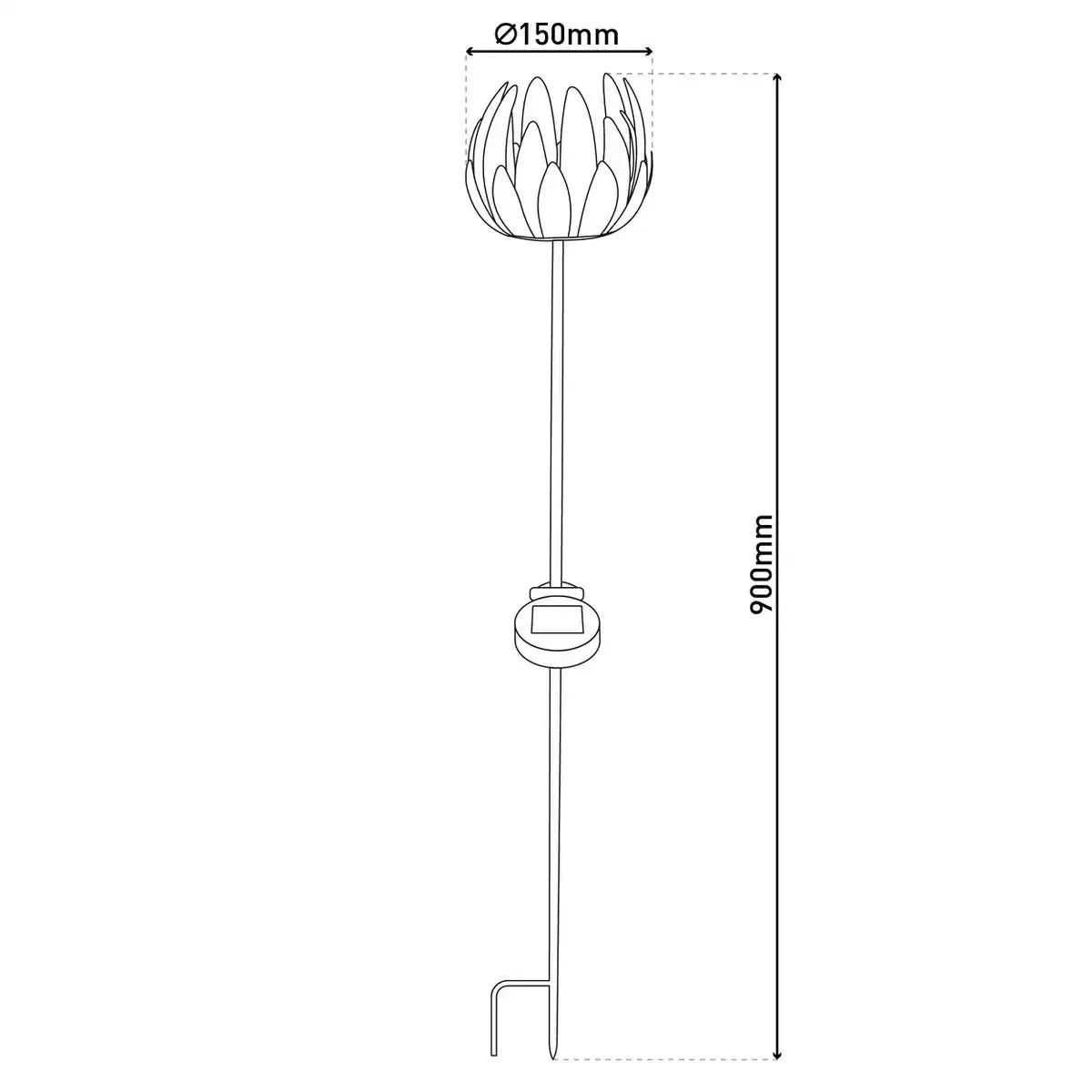 LED Solarspieß "BLUME" , für Außen, Erdspieß aus Metall und Kunststoff in Kupfer, mit integrierter LED
