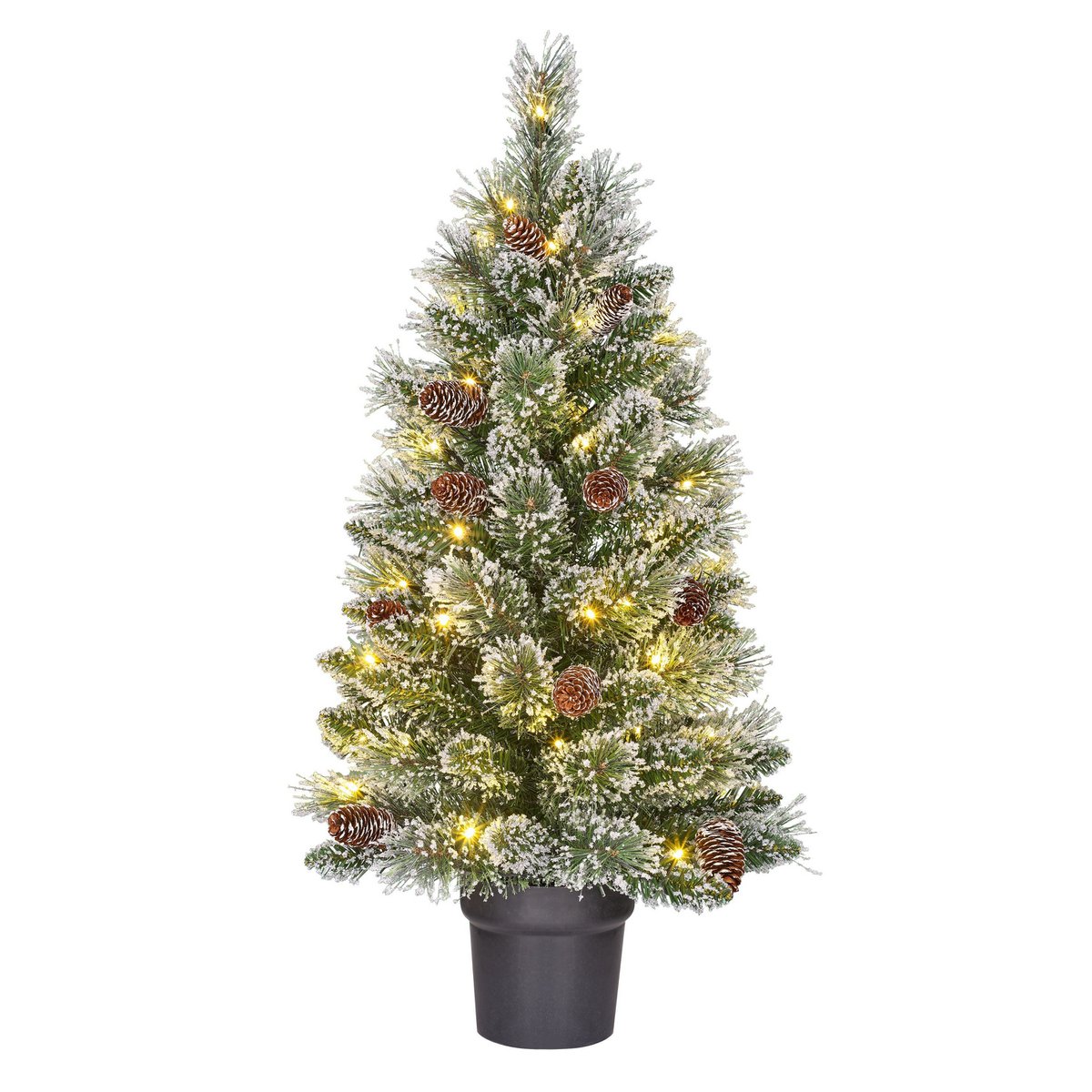 Künstlicher Weihnachtsbaum im Topf – H90 x Ø48 cm – Grün gefrostet