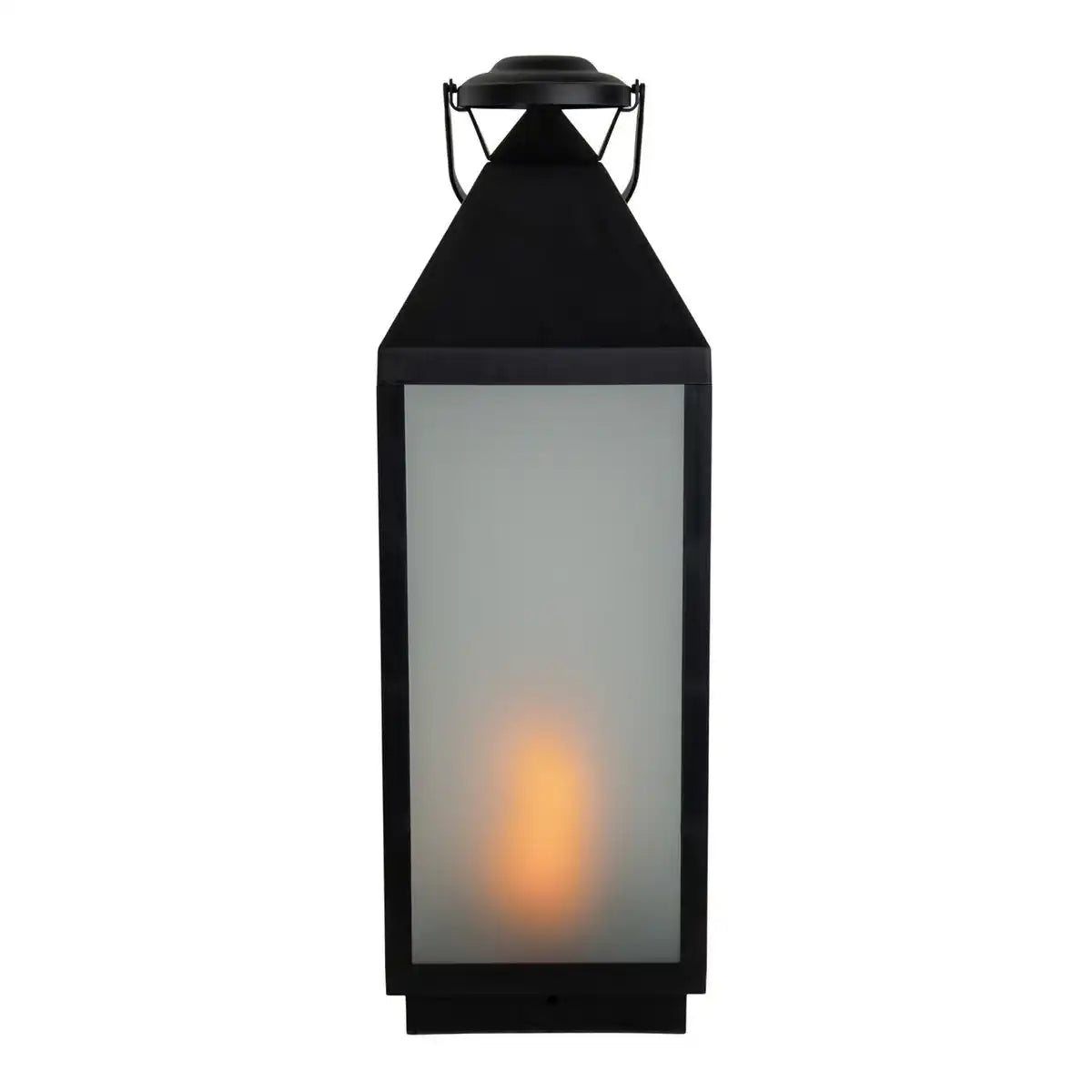 LED Dekoleuchte Laterne "DORIS" aus Kunststoff und Glas in Schwarz, integrierte LED, für Innen