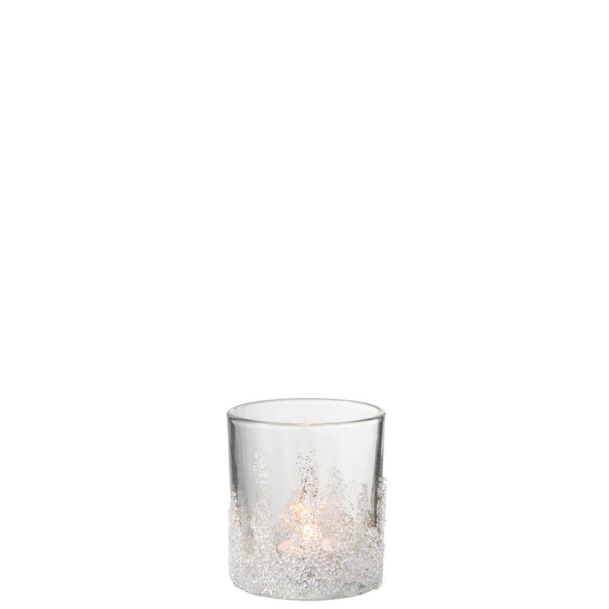 J-Line Teelichthalter, Zuckerboden, Glas, fertig, mittelgroß