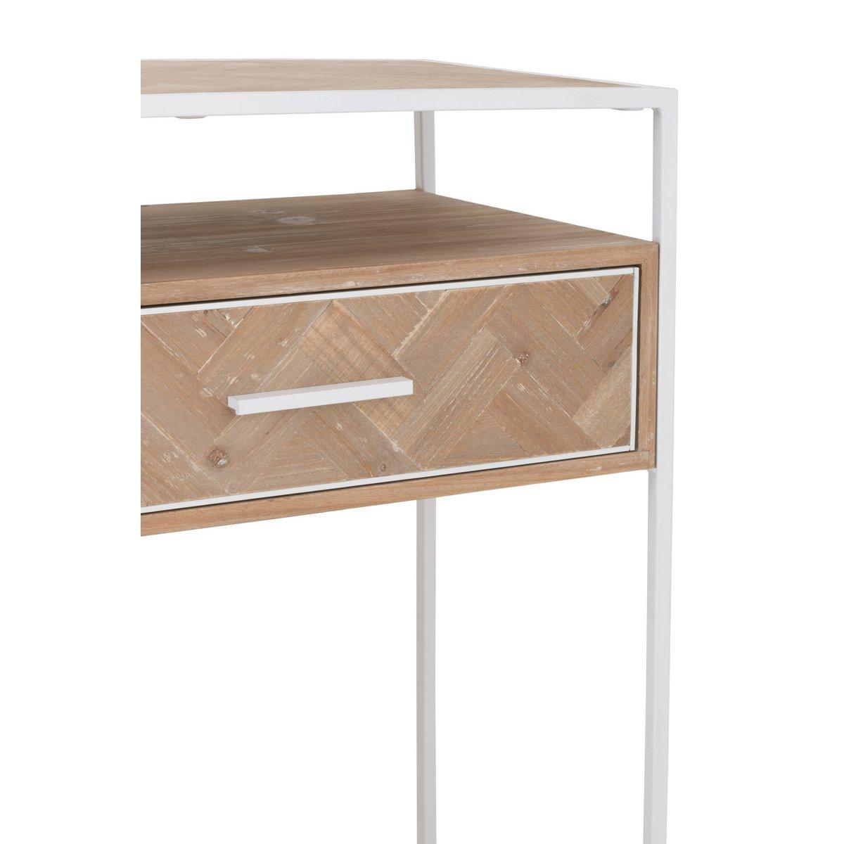 J-Line Konsole Zickzack 2 Schubladen Holz/Metall Natur/Weiß