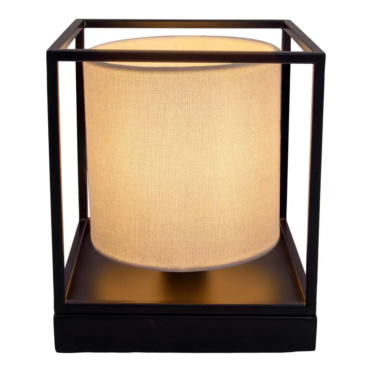 Tischleuchte "BETA" weiß aus Metall mit Stoffschirm in weiß, mit E14-Fassung, Lampe für Wohnzimmer, Esszimmer, Flur und Büro, 15 x 15 x 17 cm