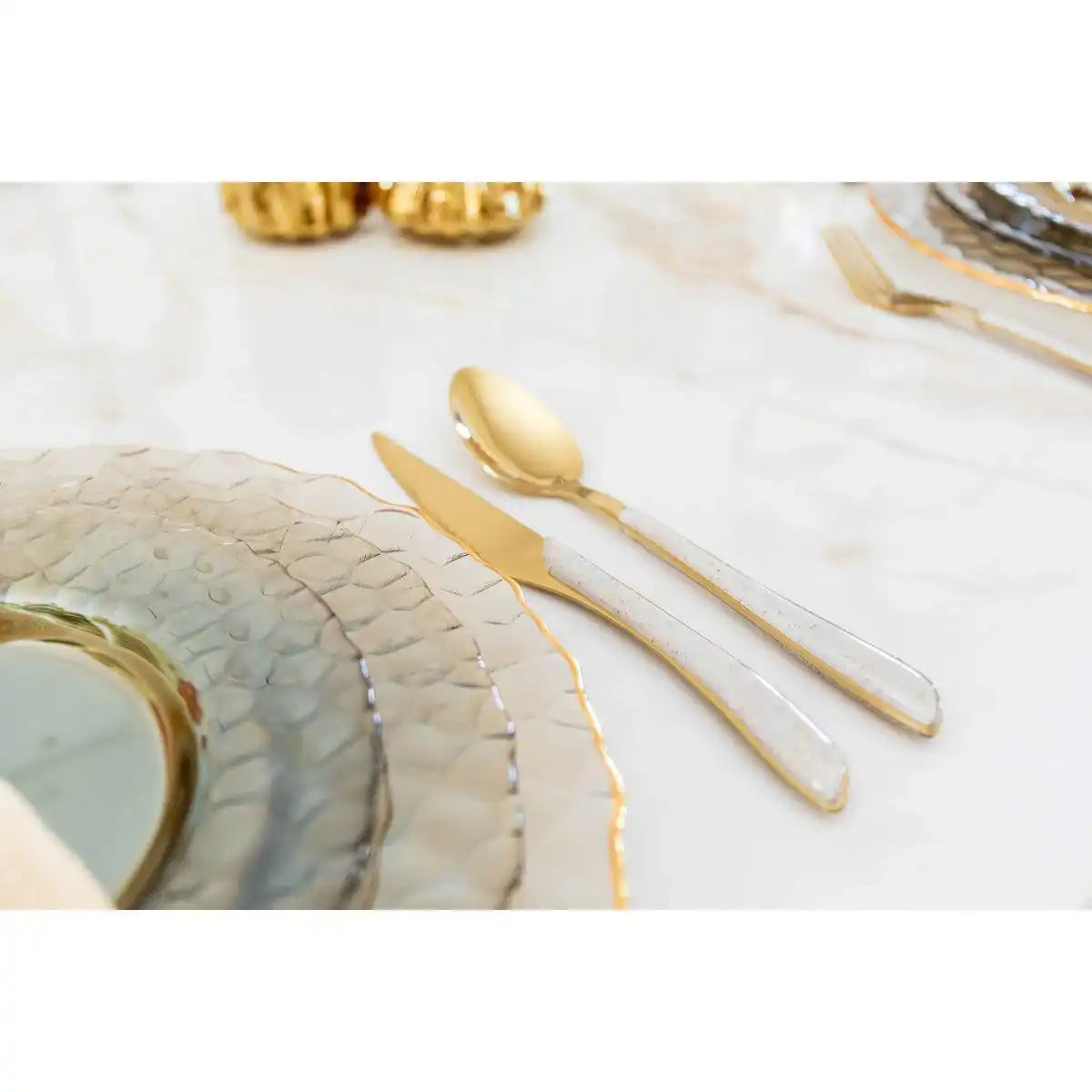 24-TEILIGES GOLDBESTECK MIT GLITZERÄRMELN - HomeDesign Knaus