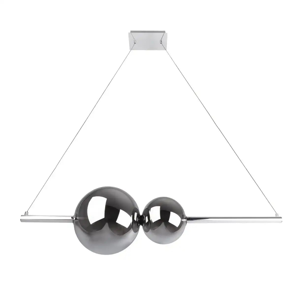 LED Pendelleuchte chrom "NOVA" aus chromfarbenem Metall, Kunststoff und Rauchglas, mit fest verbauten LEDs, ca. 105 cm lang