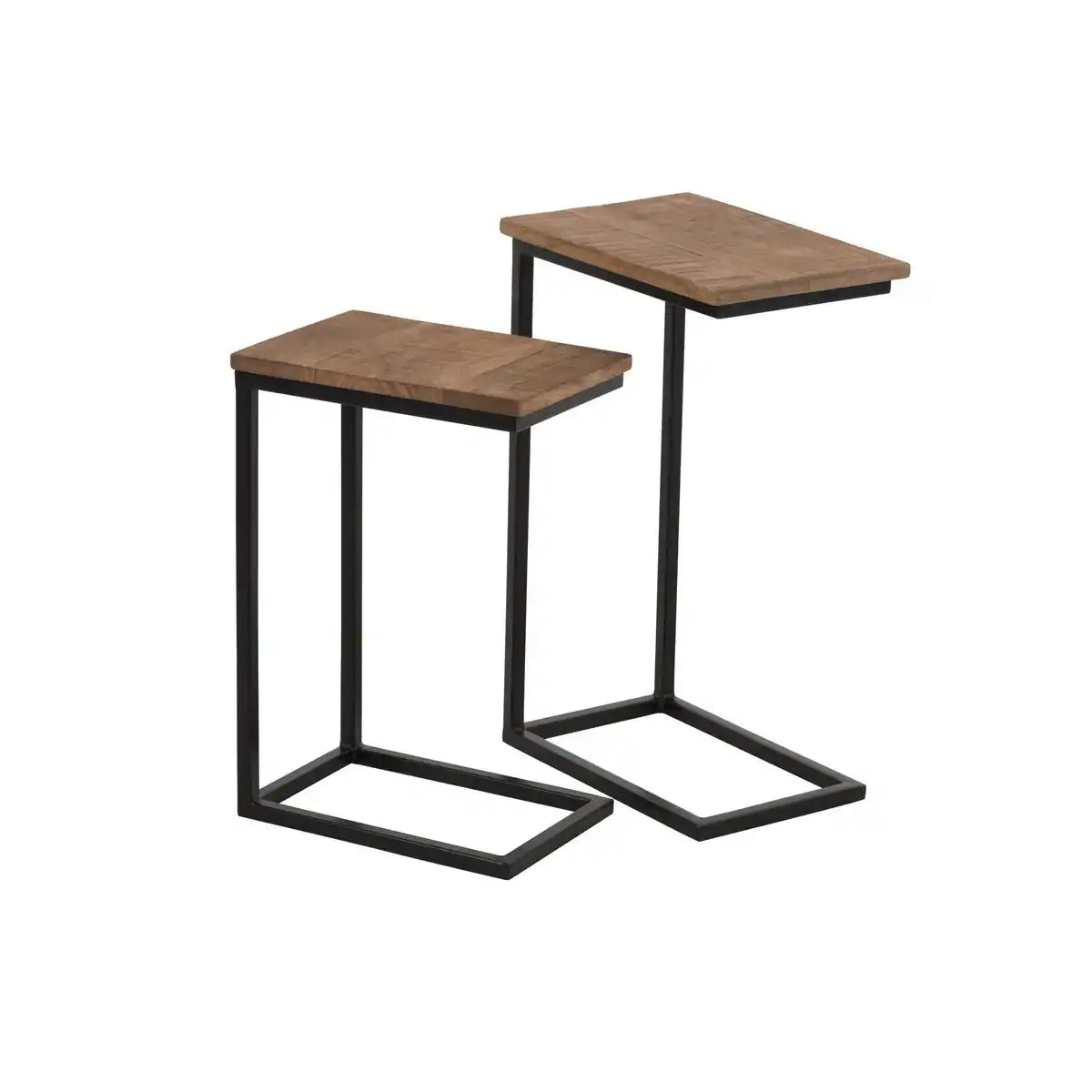 J-Line Beistelltisch Rechteck – Metall/Holz – Schwarz/Natur