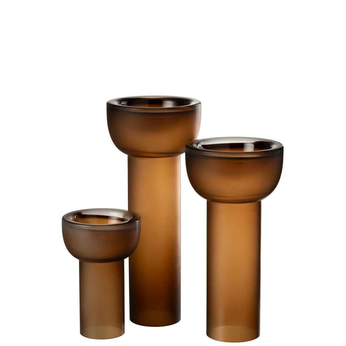 J -Line Vase/Candlestick Yoko - Glas - braun - groß - 38 cm hoch
