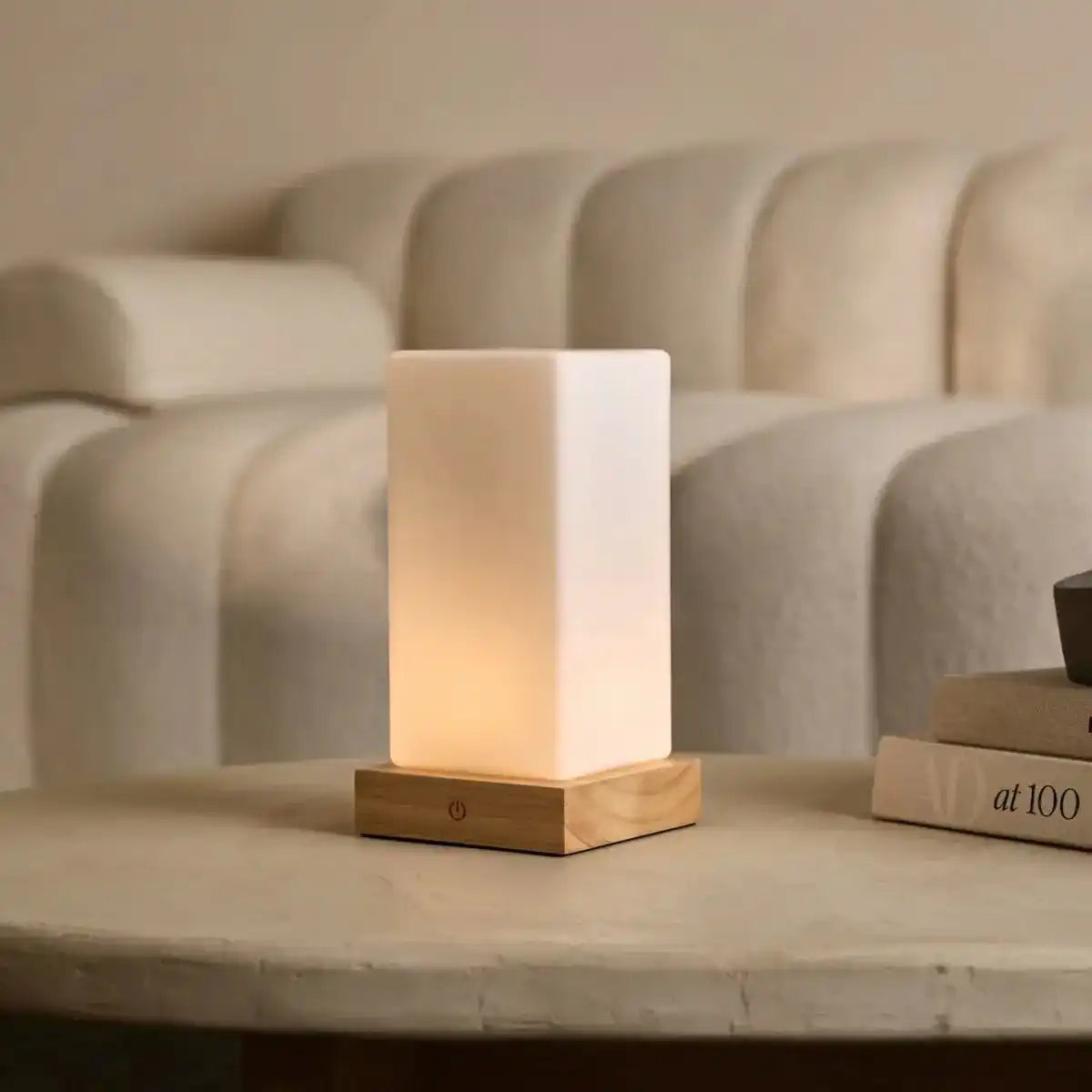 Zayn Hellbraun Holz wiederaufladbare Lampe dimmabel & kabellos & gute Batterie
