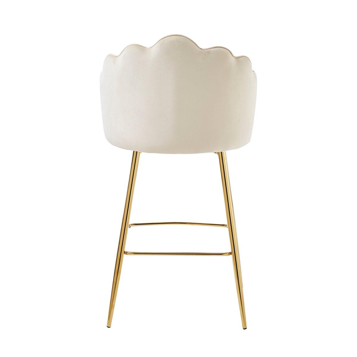 Barhocker Muscheldesign 2er Set aus Samt Beige