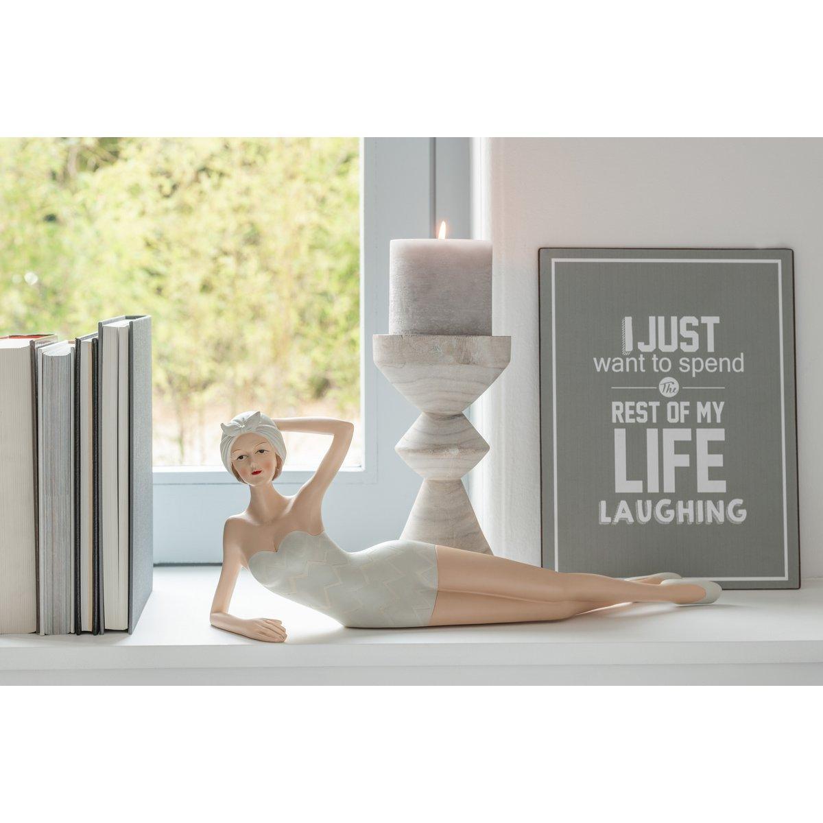 J-Line Figur Frau liegend - Polyresin - grau