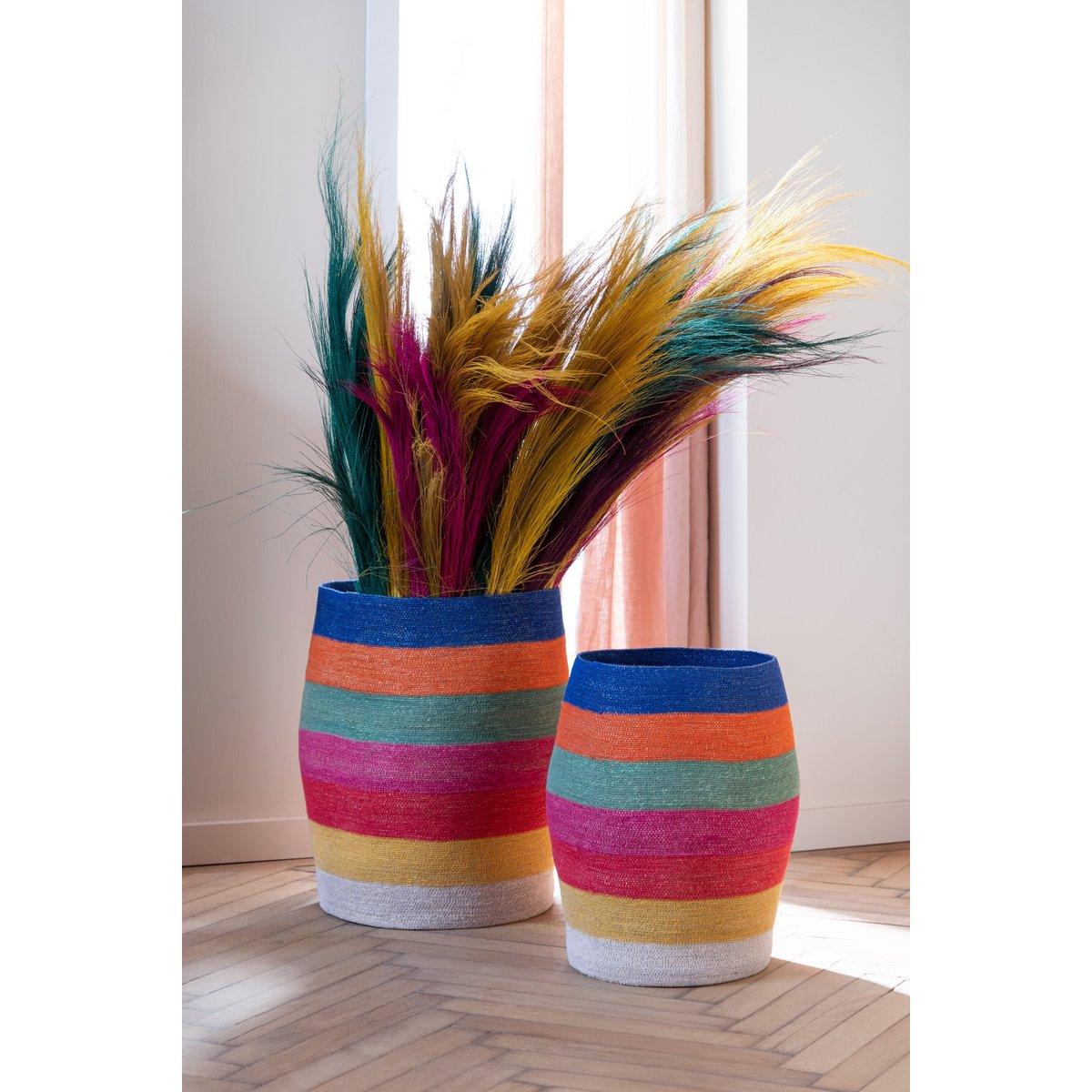 J-Line Set mit 2 Körben, Regenbogenstreifen, Seegrasmischung